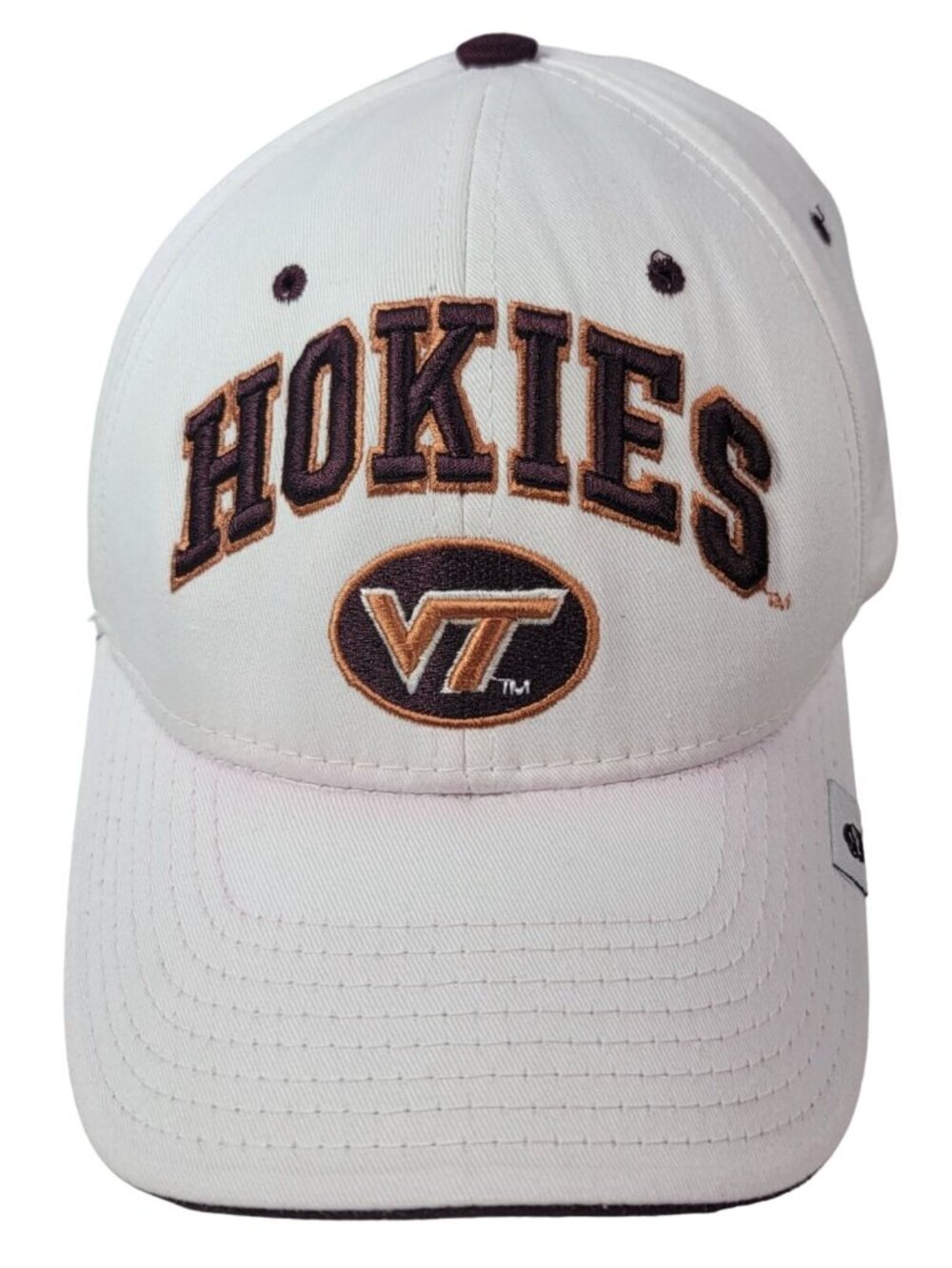 Virginia Tech Hokies Hat Cap White One Size Embroidered Hook Loop Cotton READ